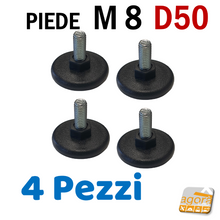 Carica l'immagine nel visualizzatore di Gallery, piedi in busta 4pz diametro 8mm filettati plastica inserti metrici M8