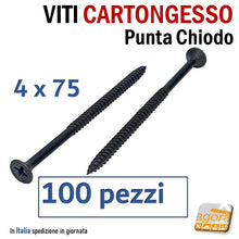 Carica l'immagine nel visualizzatore di Gallery, 100pz VITI FOSFATATE NERE AUTOFILETTANTI PER CARTONGESSO MM 75 VITE TPS L7,5CM CTG 4x75 - mini confezione