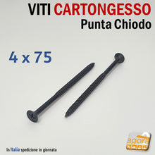 Carica l'immagine nel visualizzatore di Gallery, viteria lunga nera per pareti in cartongesso wurth knauf fassa akifix 75mm