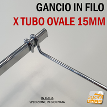 Load image into Gallery viewer, GANCI GANCIO ROBUSTI L275 X TUBO OVALE 15MM CR ESPOSIZIONE NEGOZIO PORTABLISTER
