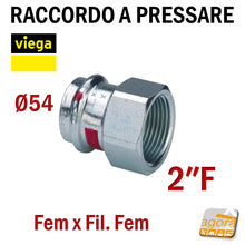 Carica l'immagine nel visualizzatore di Gallery, D54 x 2"F PRESTABO VIEGA RACCORDO A PRESSARE MANICOTTO FxFIL.FEM 1112 Press Fitting di altissima qualità per impianti industriali idraulici