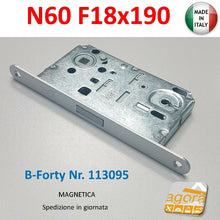 Carica l'immagine nel visualizzatore di Gallery, SERRATURA PORTA INTERNA MAGNETICA B-FORTY BONAITI N60 FRONTALE 18X190MM E50 I90 PATENT