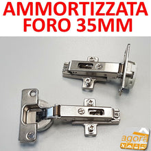 Load image into Gallery viewer, 2PZ CERNIERA AMMORTIZZATA CUCINA FORO 35mm SOFT RICAMBIO SALICE-WURTH+BASE Battuta esterna