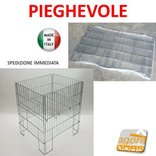 Carica l'immagine nel visualizzatore di Gallery, CESTA ESPOSITORE BANCARELLA PIEGHEVOLE IN FILO 50X60 ESPOSITRICE RIPIANO MOBILE completa