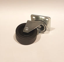 Carica l'immagine nel visualizzatore di Gallery, RUOTE RUOTA GIREVOLE C/PIASTRA FORATA 40x40 IN GOMMA NERA DIAM.40 MM SILENZIATA 2