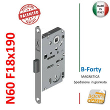 Carica l'immagine nel visualizzatore di Gallery, SERRATURA PORTA INTERNA MAGNETICA B-FORTY BONAITI N60 FRONTALE 18X190MM E50 I90 PATENT v4