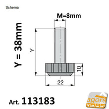 Carica l'immagine nel visualizzatore di Gallery, PIEDI PIEDE PIEDINO FILETTATO M8x28MM PLASTICA NERA D22x10 X MOBILI TELAI misure