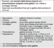 Load image into Gallery viewer, 2PZ CERNIERA AMMORTIZZATA CUCINA FORO 35mm SOFT RICAMBIO SALICE-WURTH+BASE Battuta esterna descrizione