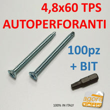 Carica l'immagine nel visualizzatore di Gallery, VITE VITI AUTOPERFORANTI TPS X METALLO 4,8x60 TORX ZINCATA PZ.100 AUTOFORANTE ZN