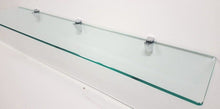 Load image into Gallery viewer, GLASS SHELF CRYSTAL SHELF CM.24X116 THICKNESS 8MM WITH SUPPORTS FOR BOOKCASE WALL