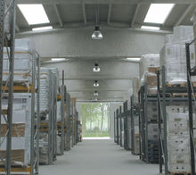 Load image into Gallery viewer, LAMPADA NEGOZIO FARO SOSPESO IDEALLUX DUNDI 441 JM150W GRIGIO CON VETRO FARONE esempio