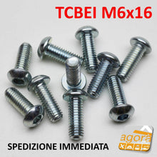 Carica l'immagine nel visualizzatore di Gallery, VITE VITI TCBEI A ESAGONO INCASSATO INSERTO A BRUGOLA ZINCATE BIANCHE M6x16 ALLEN STREWS