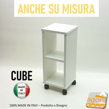 Carica l'immagine nel visualizzatore di Gallery, Comodino Tavolino Panchetta CUBE Servetto Pianetto Table con vano a giorno opz.ruote.