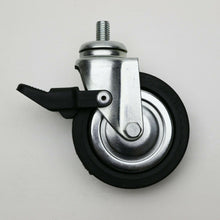 Carica l'immagine nel visualizzatore di Gallery, RUOTE RUOTA D80mm C/PERNO FILETTATO M10x15 C/FRENO CROMATA GIREVOLE ANTISCIVOLO