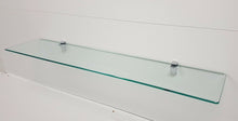 Load image into Gallery viewer, GLASS SHELF CRYSTAL SHELF CM.24X116 THICKNESS 8MM WITH SUPPORTS FOR BOOKCASE WALL