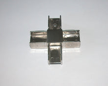 Load image into Gallery viewer, GIUNTO X TAVOLI E VETRINE 25X25 4-VIE ORIZ. NICHEL SATINATO NUOVO PER ESPOSITORI MIGLIOR