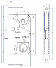 Carica l'immagine nel visualizzatore di Gallery, SERRATURA PORTA PATENT FRONTALE 18x190mm IDOOR-BONAITI ARGENTO CR OP E50 INT90 schema T50 48T5015093