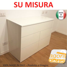 Carica l'immagine nel visualizzatore di Gallery, CASSETTIERA SU MISURA A PROGETTO MISURE A SCELTA COLORE A SCELTA MADE IN ITALY bianco lucido