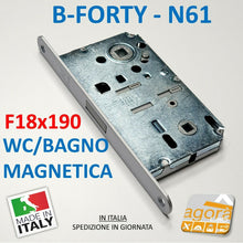 Load image into Gallery viewer, SERRATURA PORTA MAGNETICA B-FORTY BONAITI N61 WC BAGNO FRONTALE 18X190MM E50 I90 48N61050 doppio quadro