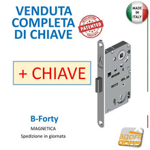 Carica l'immagine nel visualizzatore di Gallery, SERRATURA PORTA PATENT MAGNETICA B-FORTY BONAITI N65 FRONTALE 18X196MM E50 I90 argento