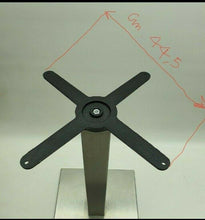 Load image into Gallery viewer, BASE TAVOLO FUSTO INOX SATINATO ALTEZZA 73CM TUBO QUADRO 8x8CM BASE INOX 40x40 croce