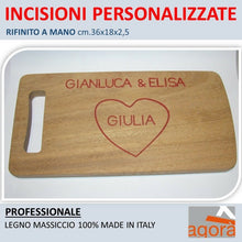 Carica l'immagine nel visualizzatore di Gallery, TAGLIERE LEGNO MASSICCIO IDEE REGALO CON INCISIONE PERSONALIZZATA X BAR E CUCINA