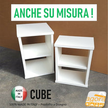 Carica l'immagine nel visualizzatore di Gallery, Comodino Tavolino Panchetta CUBE Servetto Pianetto Table con vano a giorno opz.ruote.