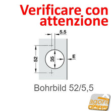 Load image into Gallery viewer, 2PZ-CERNIERA AMMORTIZZATA CUCINA FORO 35mm COLLO DIRITTO RICAMBIO SALICE WURTH BLUM schema