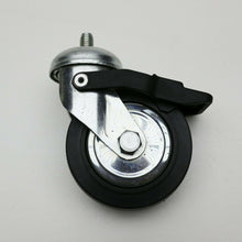 Load image into Gallery viewer, 4pz RUOTE RUOTA D80mm CON PERNO FILETTATO M10x15 C/FRENO S/FRENO CROMATA GIREVOLE vista 7