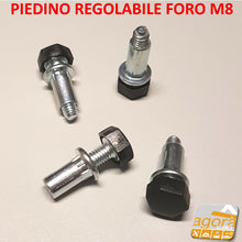Carica l'immagine nel visualizzatore di Gallery, 10 PZ PIEDI PIEDE PIEDINO REGOLABILE PER MOBILI FORO 8MM ZINCATO CON PIATTELLO M6mm Filettato