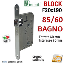 Carica l'immagine nel visualizzatore di Gallery, SERRATURE PER PORTE VECCHIE BONAITI BLOCK SOLO SCROCCO F20X190 ENTRATA 60MM