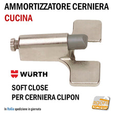 Carica l'immagine nel visualizzatore di Gallery, ammortizzatore per cerniere cucina ante mobili ammortizzate wurth clipon grass soft close +ssp