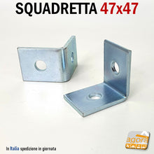Carica l'immagine nel visualizzatore di Gallery, Questa squadretta è adatta per assemblaggi di telai in metallo, mobili, telai in legno, telai in pannello, può anche servire per fissare tettoie, gazebi in metallo, gazebi in legno e ovunque sia necessario il fissaggio ad angolo. L'uso specifico è in abbinamento con le barre asolate da soffitto per sospendere imbianti elettrici o idraulici