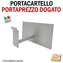 Carica l'immagine nel visualizzatore di Gallery, PORTA CARTELLO PORTAPREZZO DA PARETE ATTACCO DOGATO ARREDO NEGOZI GRIGIO GF ATTREZZATURA PER NEGOZI