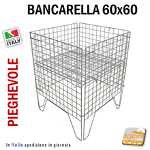 Carica l'immagine nel visualizzatore di Gallery, Cestino in filo per negozi espositore bancarella cesta cromata 60x60 altezza 80