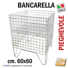 Carica l'immagine nel visualizzatore di Gallery, BANCARELLA PIEGHEVOLE CESTA CESTINO 60X60 IN METALLO PER NEGOZIO CESTO CASSA