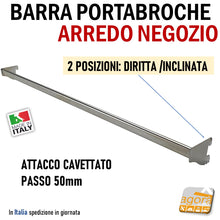 Carica l'immagine nel visualizzatore di Gallery, barre inclinate diritte arredo attrezzatura negozio perimetrale parete cave attacco 50mm