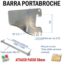 Carica l'immagine nel visualizzatore di Gallery, BARRA PORTABROCHE X CAVETTATO P50 CR SAT L 120cm APPENDIABITI PORTA ABITI ATTREZZATURA PARETE NEGOZIO piastra in acciaio cromo satinata