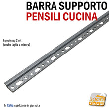 Carica l'immagine nel visualizzatore di Gallery, barra supporto pensili cucina profilo staffaggio a parete mobili per attaccaglia basi box pensile acciaio zincato l200cm