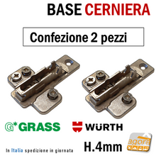 Carica l'immagine nel visualizzatore di Gallery, BASETTA REGOLABILE X CERNIERE A MOLLA H=4 Grass Wurth RAPIDA CON VITE EURO CUCINA 2pz