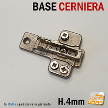 Carica l'immagine nel visualizzatore di Gallery, 2pz BASE REGOLABILE X CERNIERE A MOLLA H=4 Grass Wurth RAPIDA CON VITE EURO CUCINA COLLO