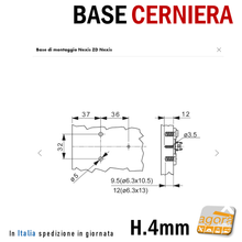 Carica l'immagine nel visualizzatore di Gallery, SCHEMA DIMENSIONI SCHEDA TECNICA BASE CERNIERA MOBILE CUCINA WURTH NEXIS CON VITI PASSO 32 mm