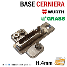 Carica l'immagine nel visualizzatore di Gallery, 2pz BASE REGOLABILE X CERNIERE A MOLLA H=4 Grass Wurth RAPIDA CON VITE EURO CUCINA