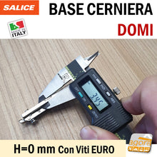 Carica l'immagine nel visualizzatore di Gallery, BASE PER CERNIERA A MOLLA SALICE LINEARE INNESTO RAPIDO REGOLABILE H=0 CON VITE EURO BAPGR09 basetta cerniere antina mobile cucina lineare con 2 viti H=0mm H0