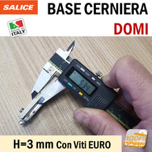 Carica l'immagine nel visualizzatore di Gallery, BASE PER CERNIERA A MOLLA SALICE LINEARE INNESTO RAPIDO REGOLABILE H=3 CON VITE EURO BARPGR39 Basette per cerniere ante cucina e mobili lineari con 2 viti in linea