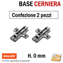 Carica l'immagine nel visualizzatore di Gallery, BASE REGOLABILE X CERNIERE A MOLLA SALICE H=0 INNESTO RAPIDO vite euro