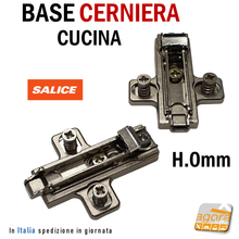 Carica l'immagine nel visualizzatore di Gallery, Basetta x cerniera cucina a molla salice viti euro H 0 mm