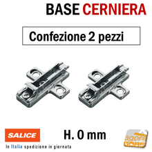 Carica l'immagine nel visualizzatore di Gallery, BASE REGOLABILE X CERNIERE A MOLLA SALICE H=0 INNESTO RAPIDO DA AVVITARE basetta