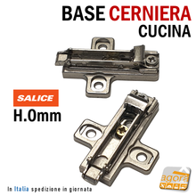Carica l'immagine nel visualizzatore di Gallery, BASE REGOLABILE X CERNIERE A MOLLA SALICE H=0 INNESTO RAPIDO DA AVVITARE clipon