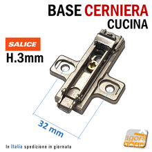 Carica l'immagine nel visualizzatore di Gallery, base a croce cerniera salice cucina h=3mm zincata rapidclick